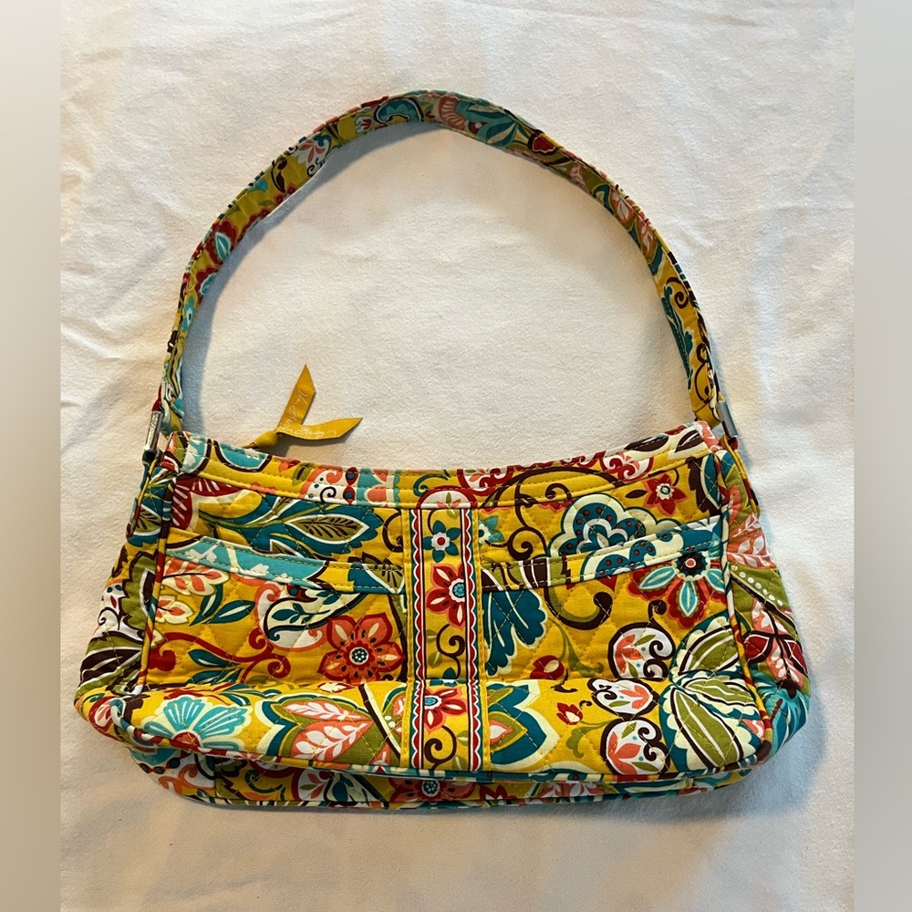 Vera Bradley Quilted Retired “Provençal”Shoulder Bag in Yellow Green Teal EUC